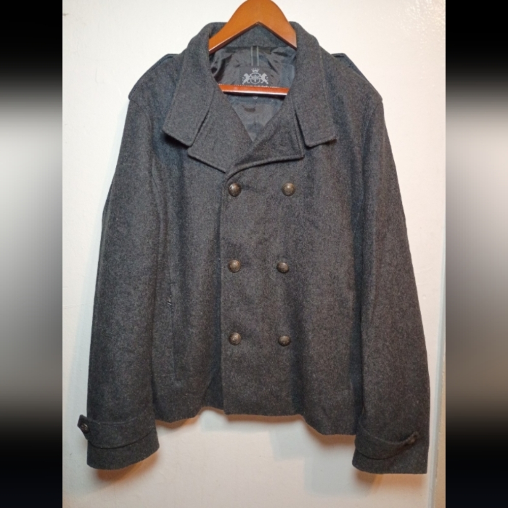 Y2K Express Men's Dark Gray Wool Blend Peacoat sz xl